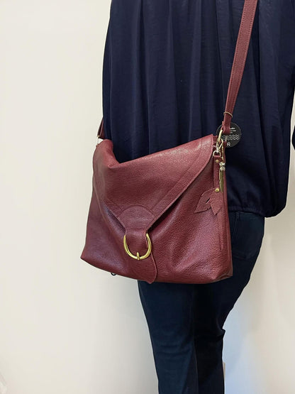 Burgundy Leather Bag with flap