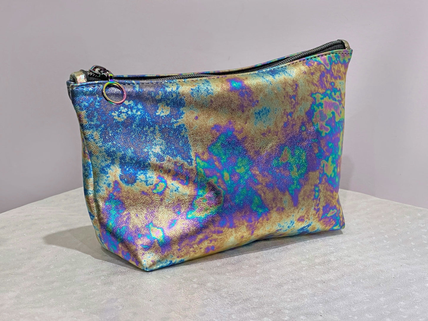 Oil slick Leather makeup purse