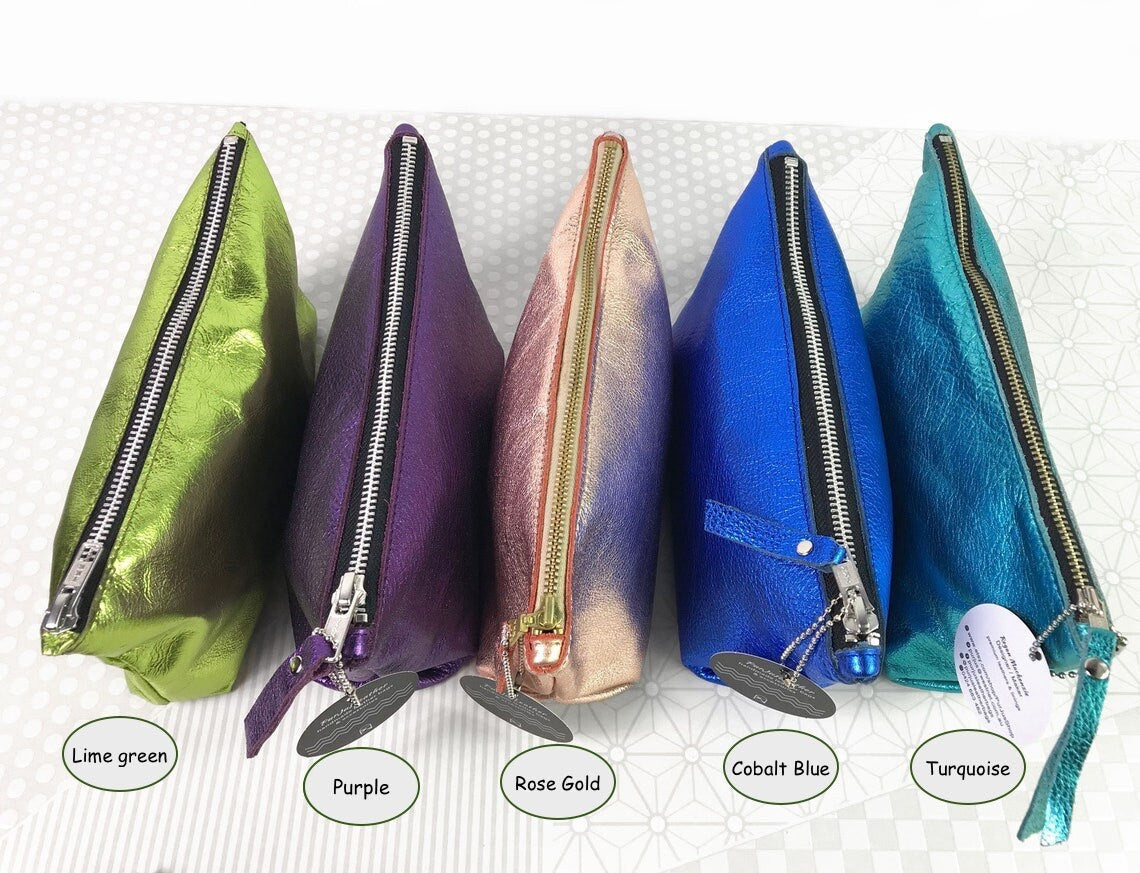 Metallic Purple makeup Purse, or wristlet