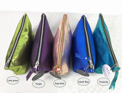 Metallic Purple makeup Purse, or wristlet