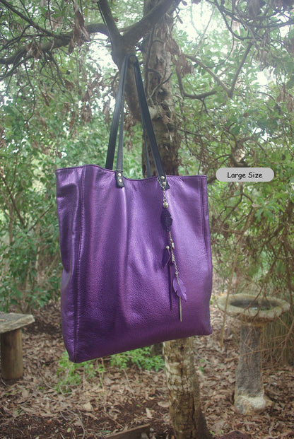 Holographic Leather Tote, iridescent leather, free purse, magnet or zipper close