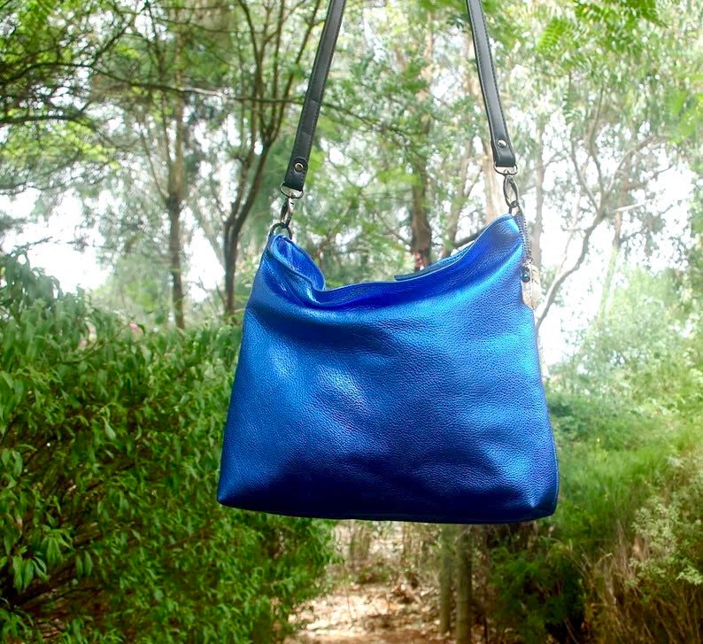 Metallic Crossbody Bag, metallic cobalt blue