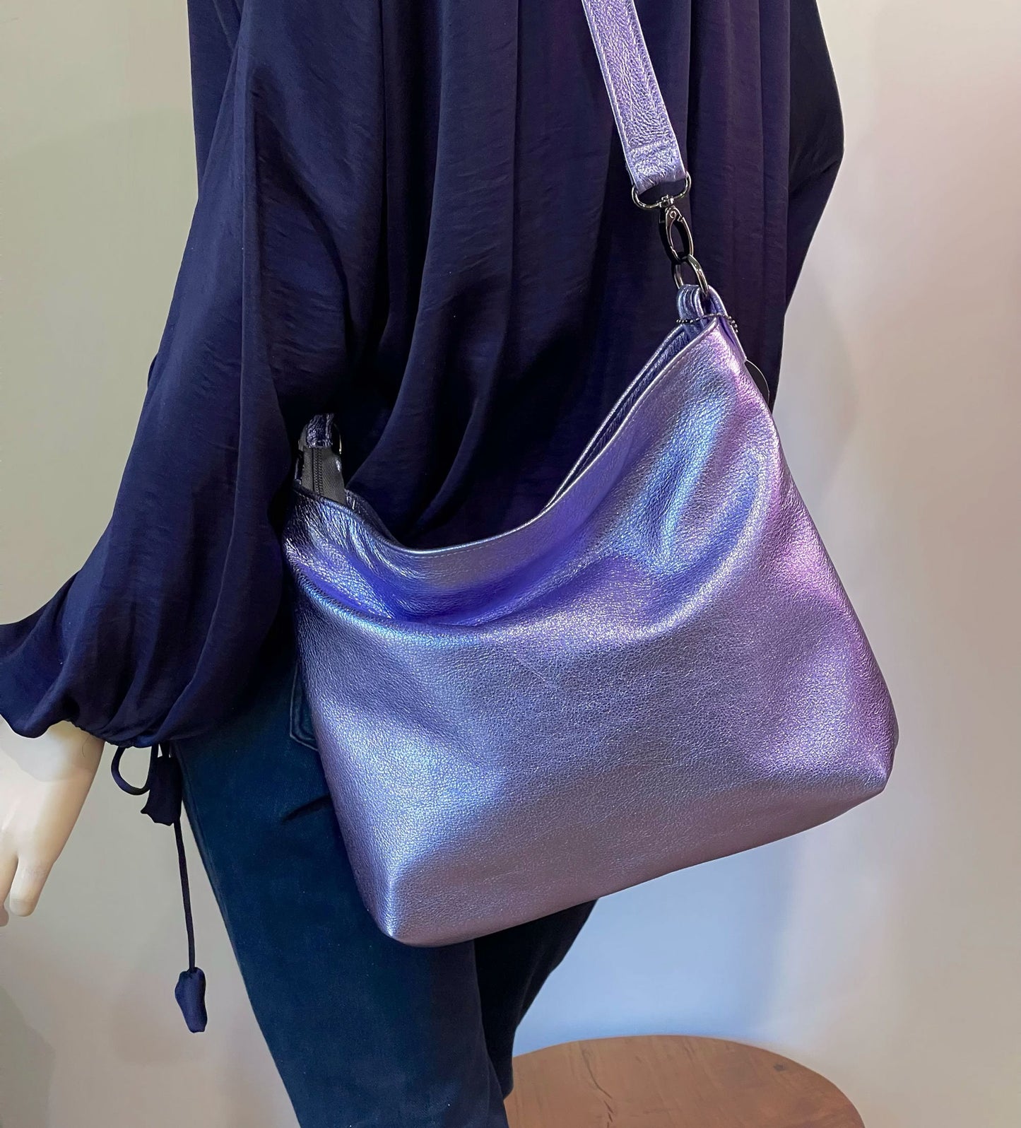 Metallic Lavender Lilac crossbody bag