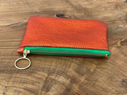 Metallic Mango Orange zipper purse
