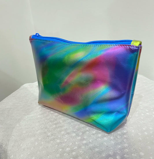 Metallic Rainbow Aurora Leather makeup purse