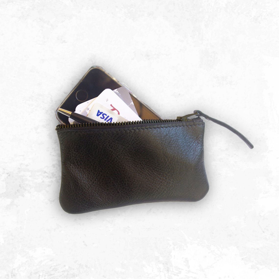 Black Vintage leather coin pouch