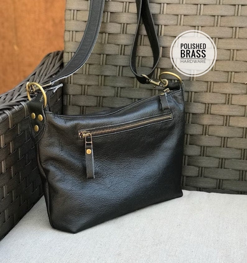 Small Black Leather shoulder crossbody bag