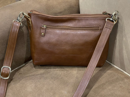 Dark Tan Caramel Leather Crossbody bag