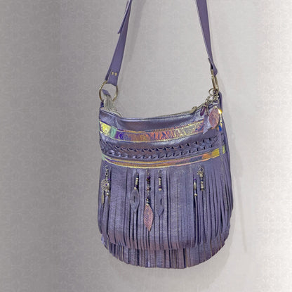 Fringe bag Metallic Lavender lilac boho