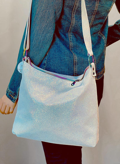 White Iridescent Silver crossbody bag