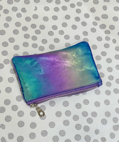 Rainbow Aurora Australis Metallic coin purse, coin purse pouch with easy glide zipper