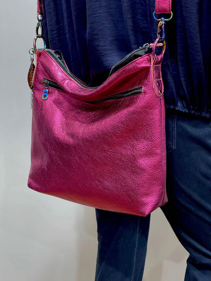 Metallic hot pink crossbody bag