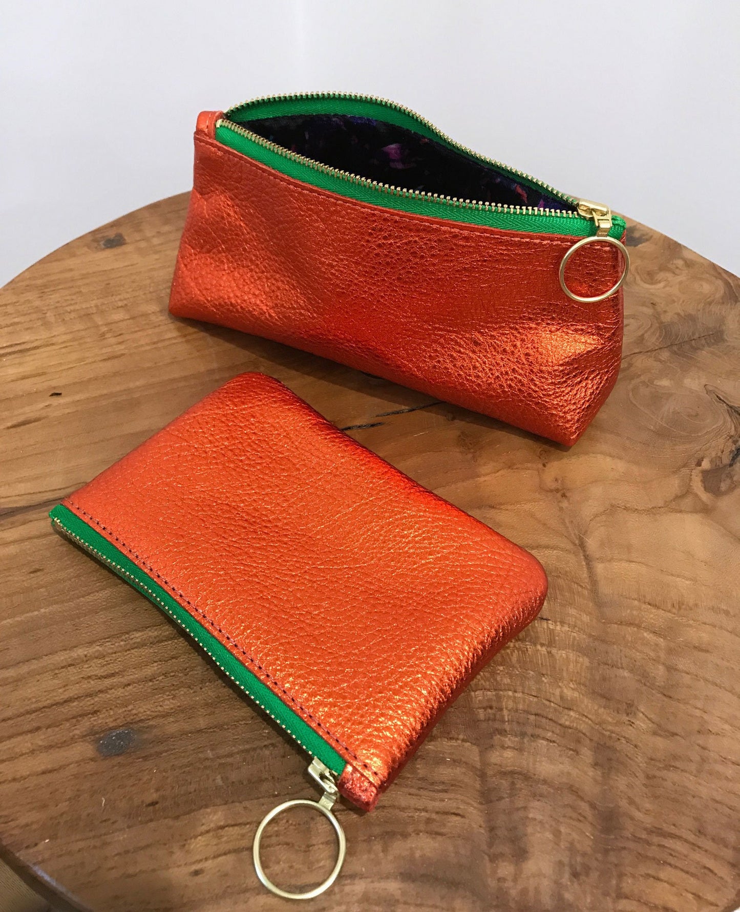 Metallic Mango Orange zipper purse
