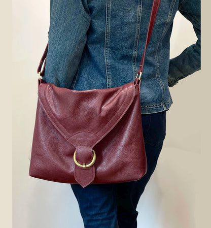 Burgundy Leather Bag with flap