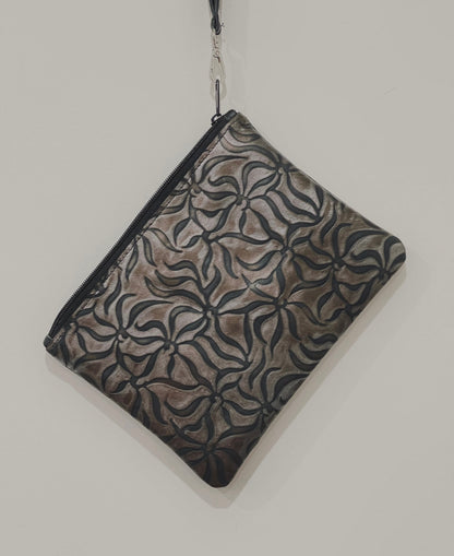 Black and multi metal embossed Wristlet, clutch, soft leather purse IN STOCK