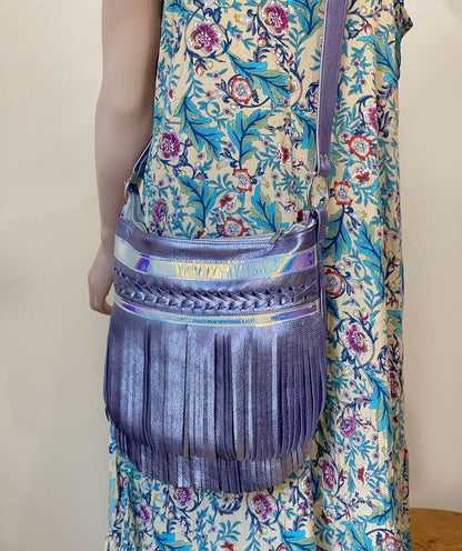 Fringe bag Metallic Lavender lilac boho