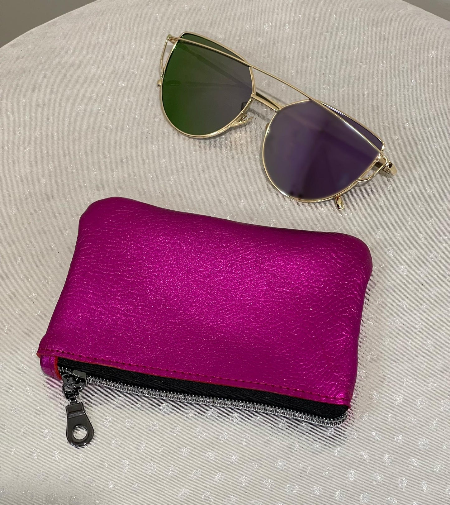 Fuchsia Pink Metallic coin purse