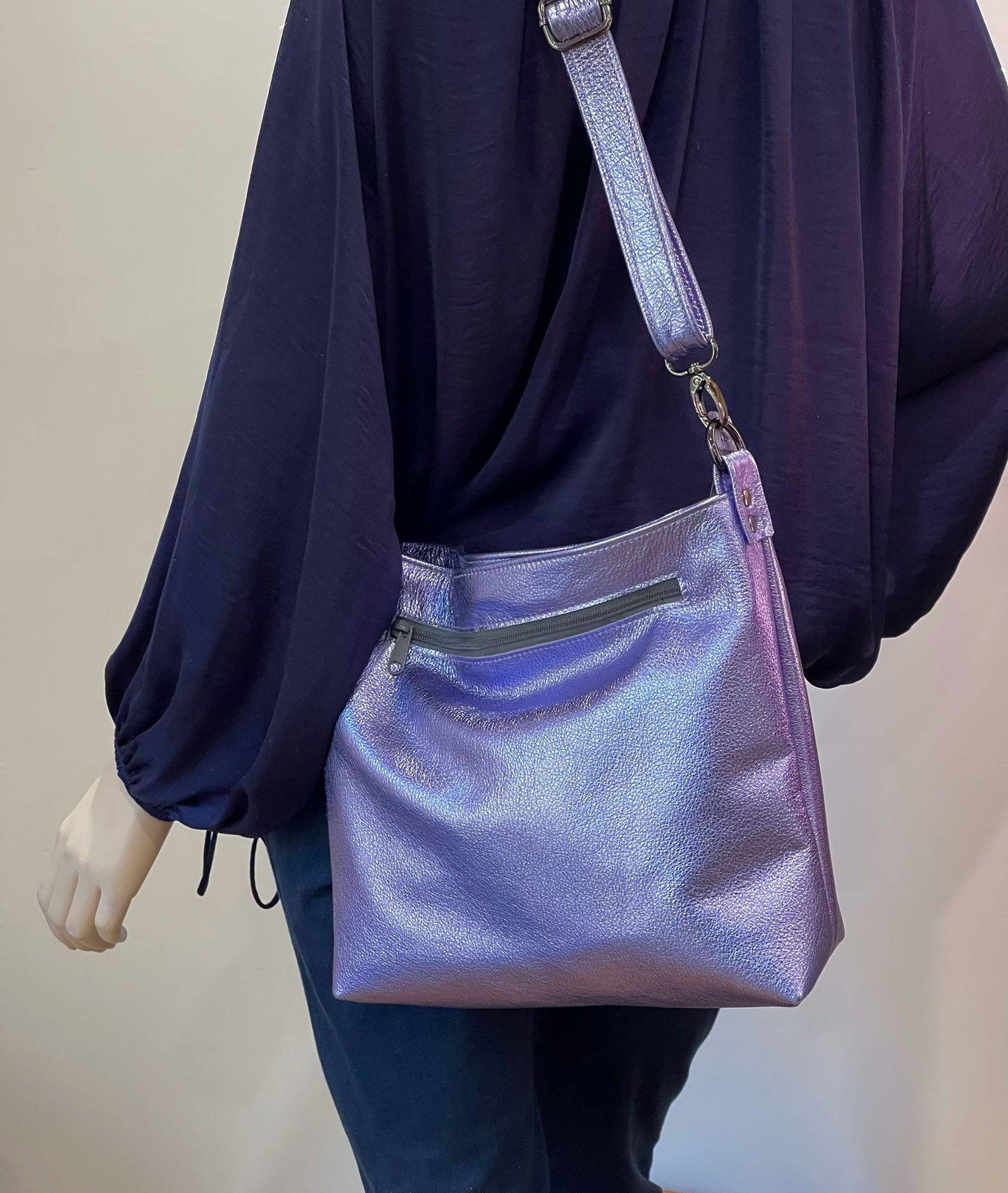 Metallic Lavender Lilac crossbody bag