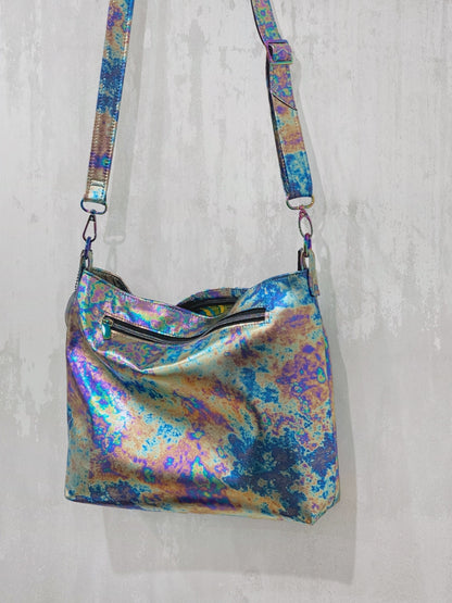 Metallic Oil Slick crossbody Leather bag