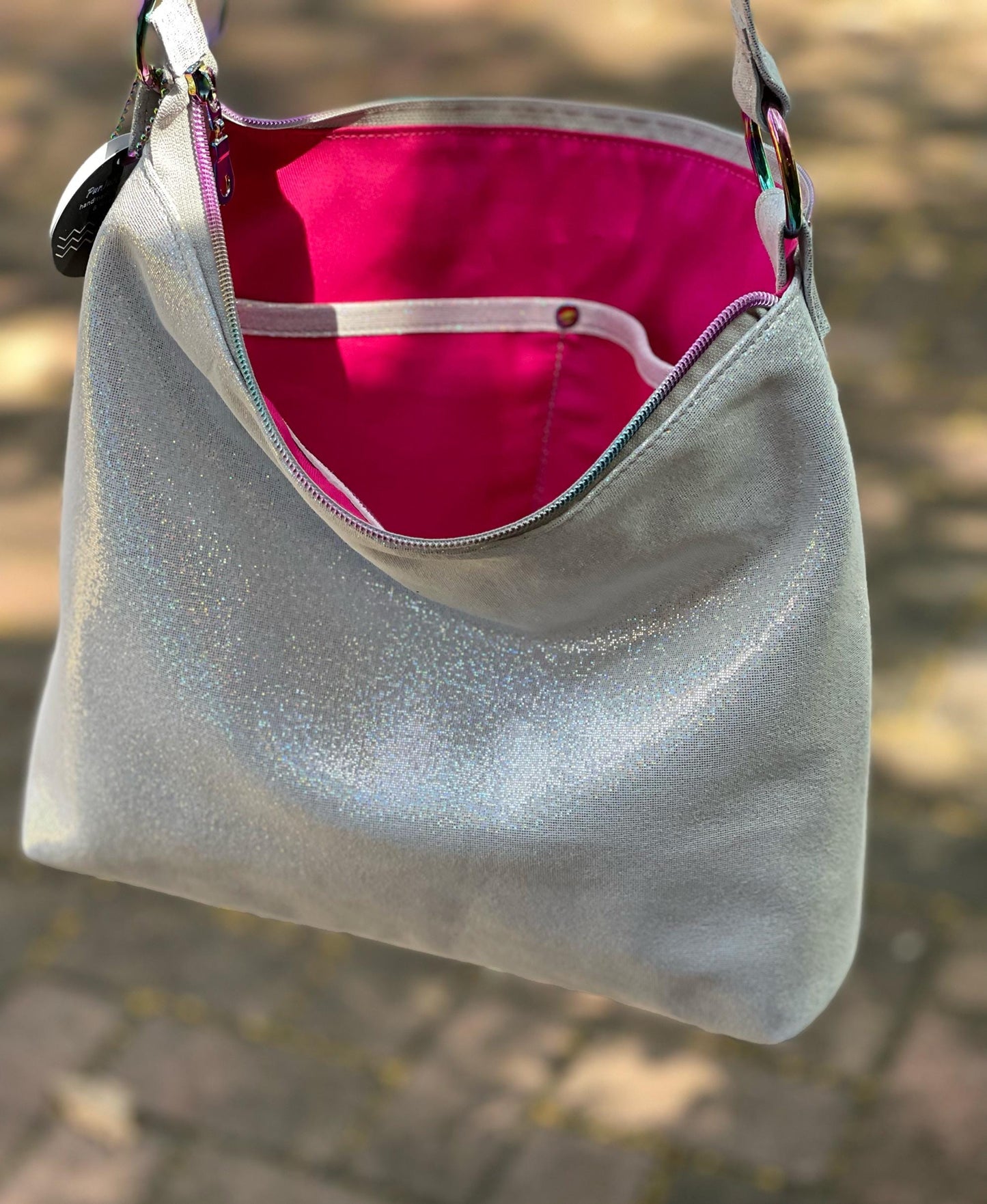 White Iridescent Silver crossbody bag