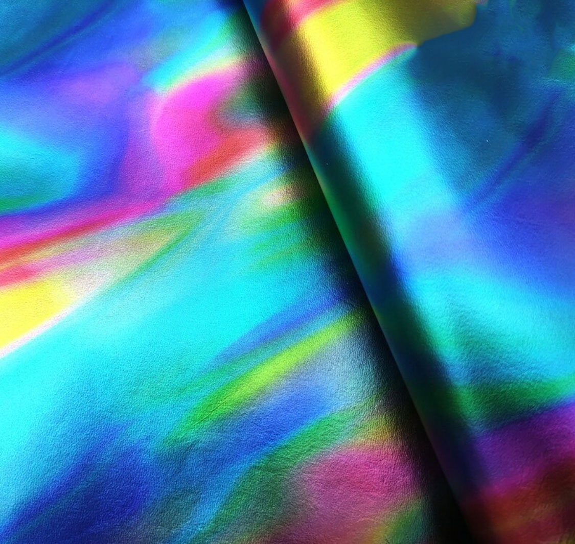 Multi colour Rainbow Aurora Borealis leather crossbody bag