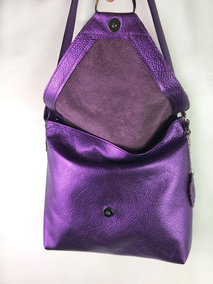 Metallic Purple leather Shoulder bag, or Crossbody