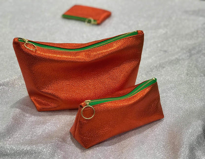 Metallic Mango Orange zipper purse