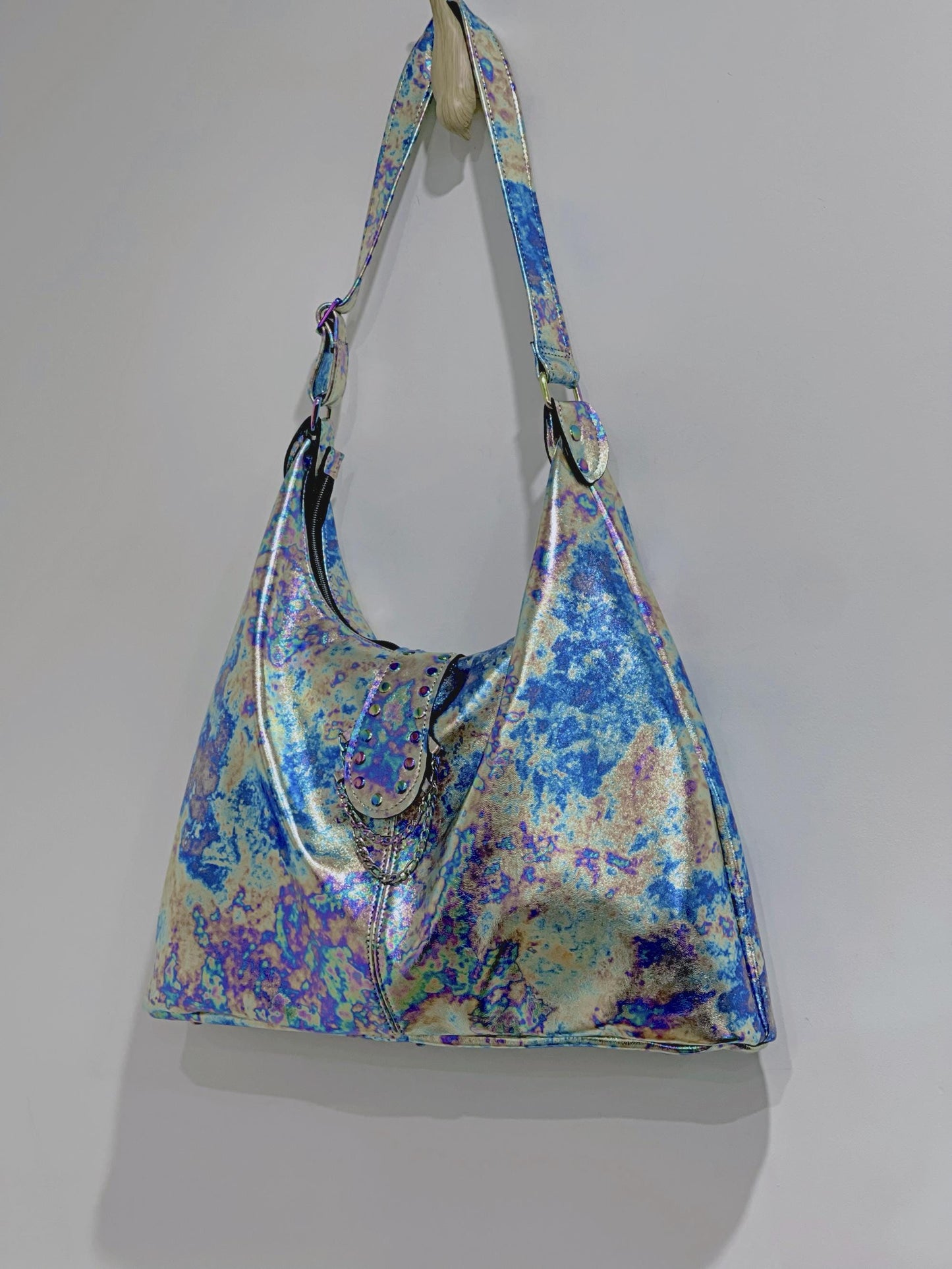 Oil Slick Rainbow Leather Hobo
