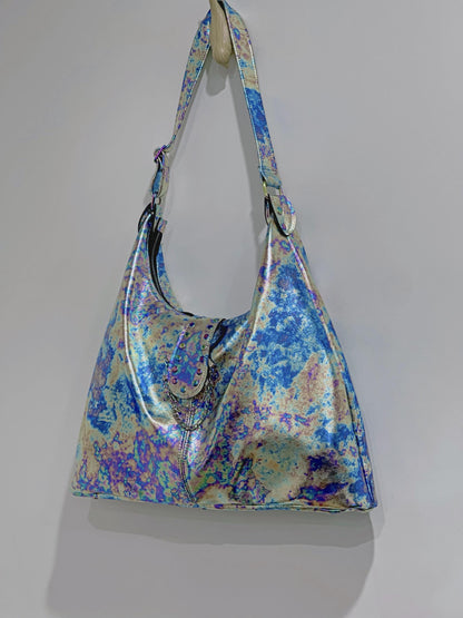 Oil Slick Rainbow Leather Hobo