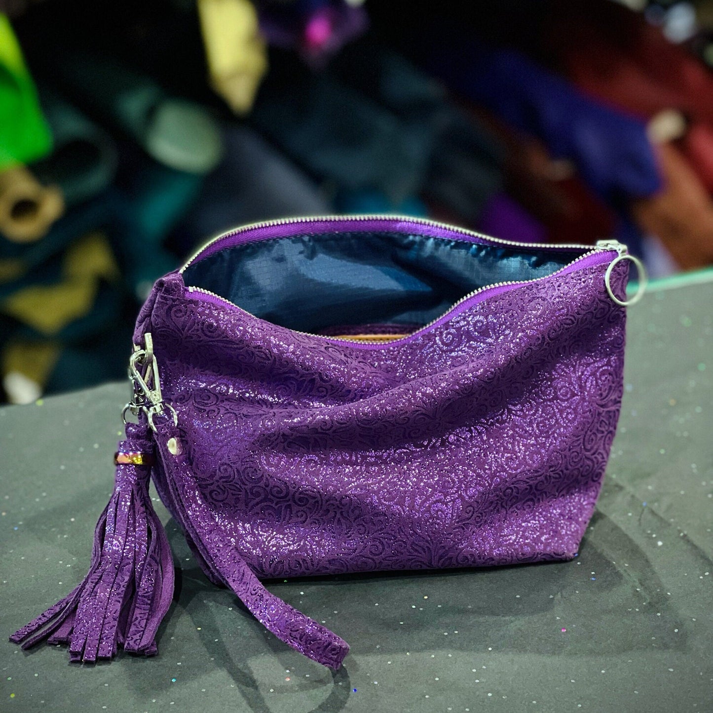 Metallic Purple Makeup Purse, Purple Gift idea