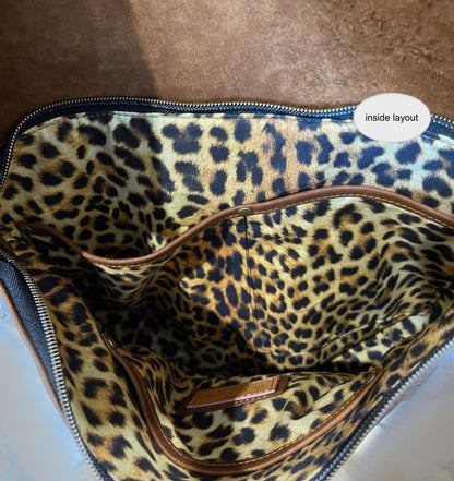 Leopard Print Leather Hobo Crossbody bag