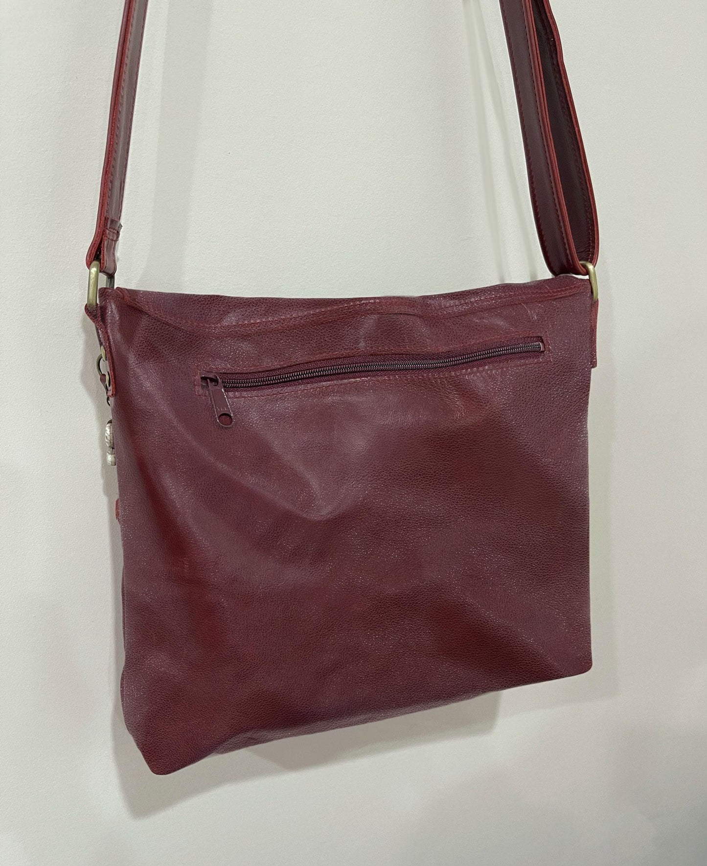 Burgundy Leather Bag with flap