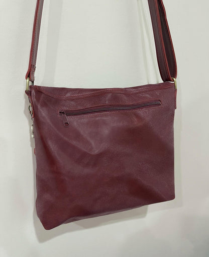Burgundy Leather Bag with flap
