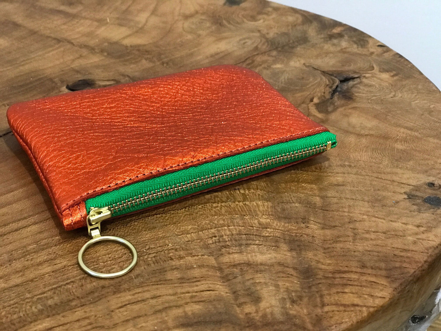 Metallic Mango Orange zipper purse
