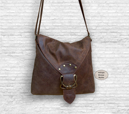 Black Celtic leather Crossbody Bag