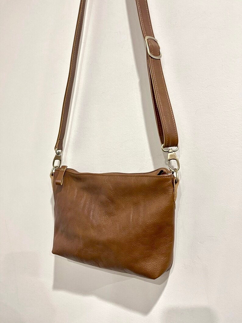 Dark Tan Caramel Leather Crossbody bag