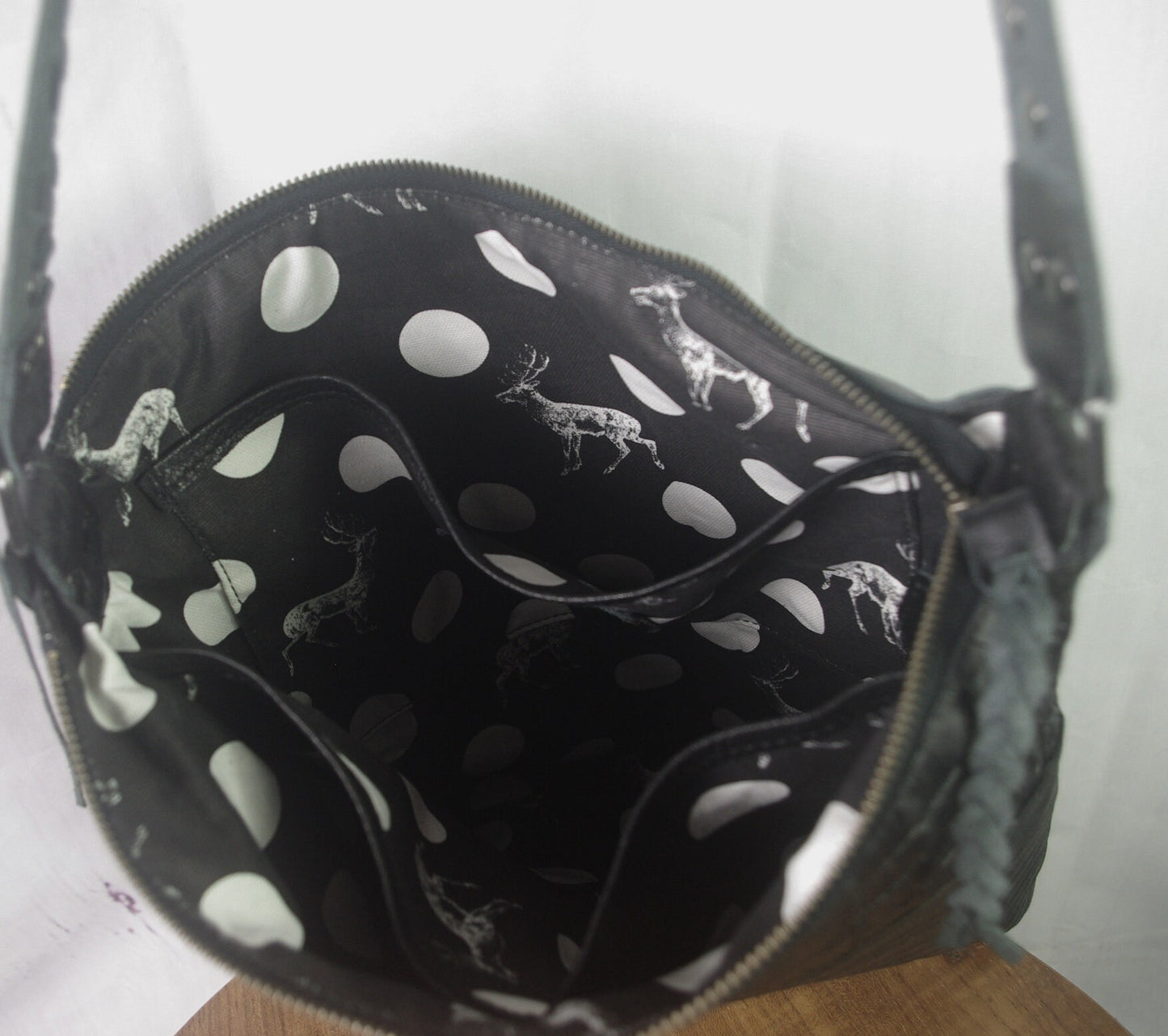 Black Tooled leather crossbody, Boheme artisan leather Bag