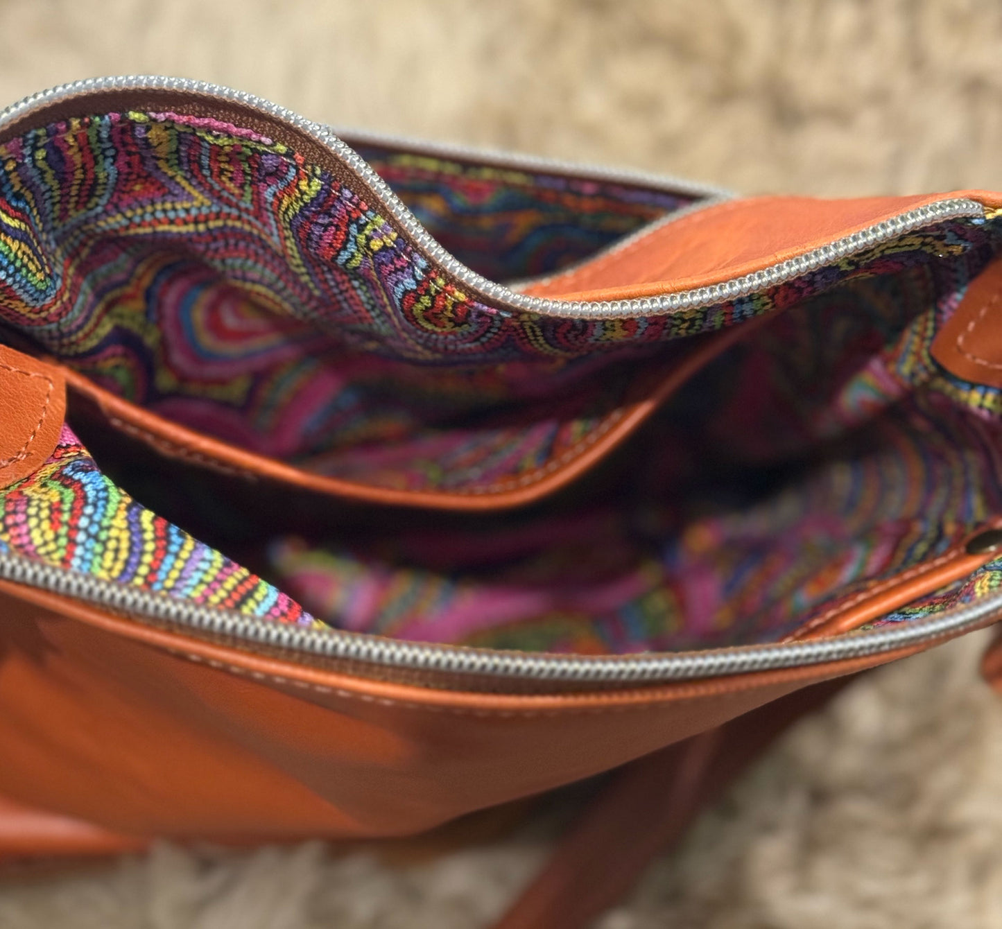 Burnt Orange Tan Crossbody Bag with Oversized Studs