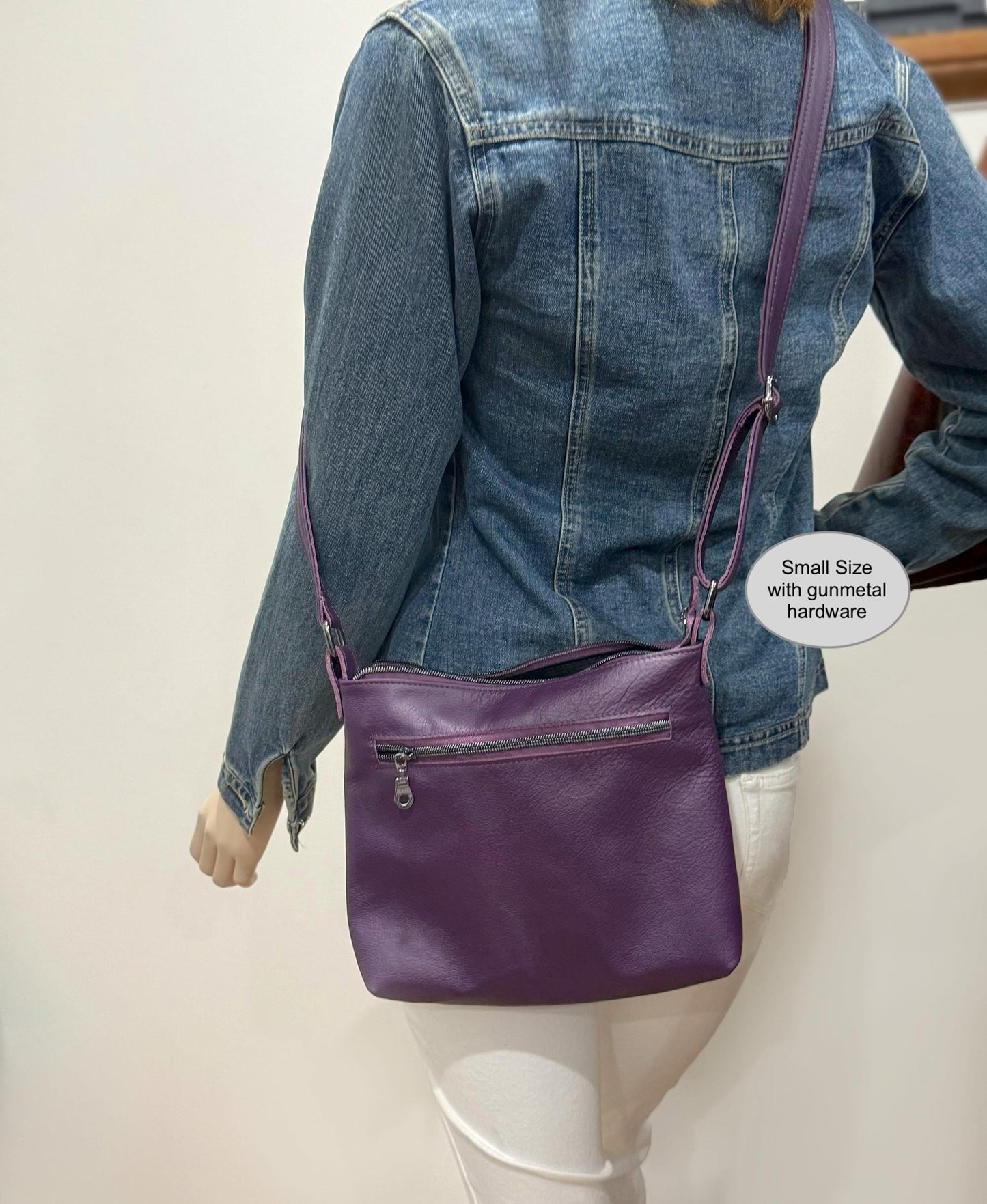 Purple Leather adjustable crossbody bag