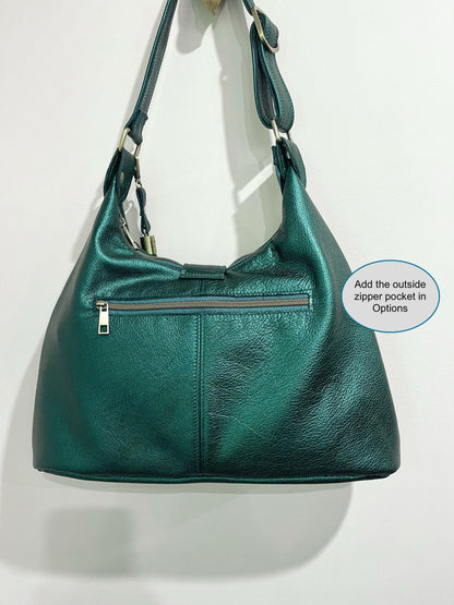 Jade Green Metallic Italian Hobo