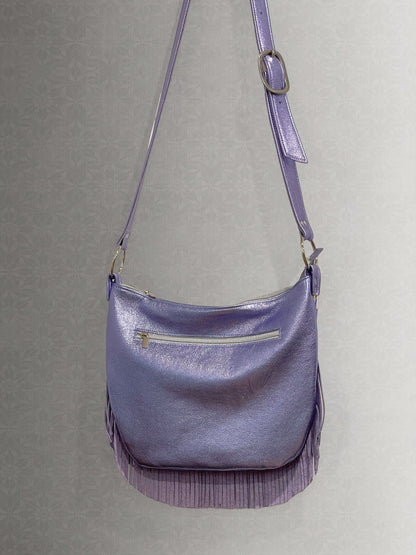 Fringe bag Metallic Lavender lilac boho