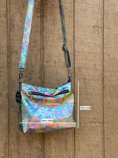 Metallic Oil Slick crossbody Leather bag
