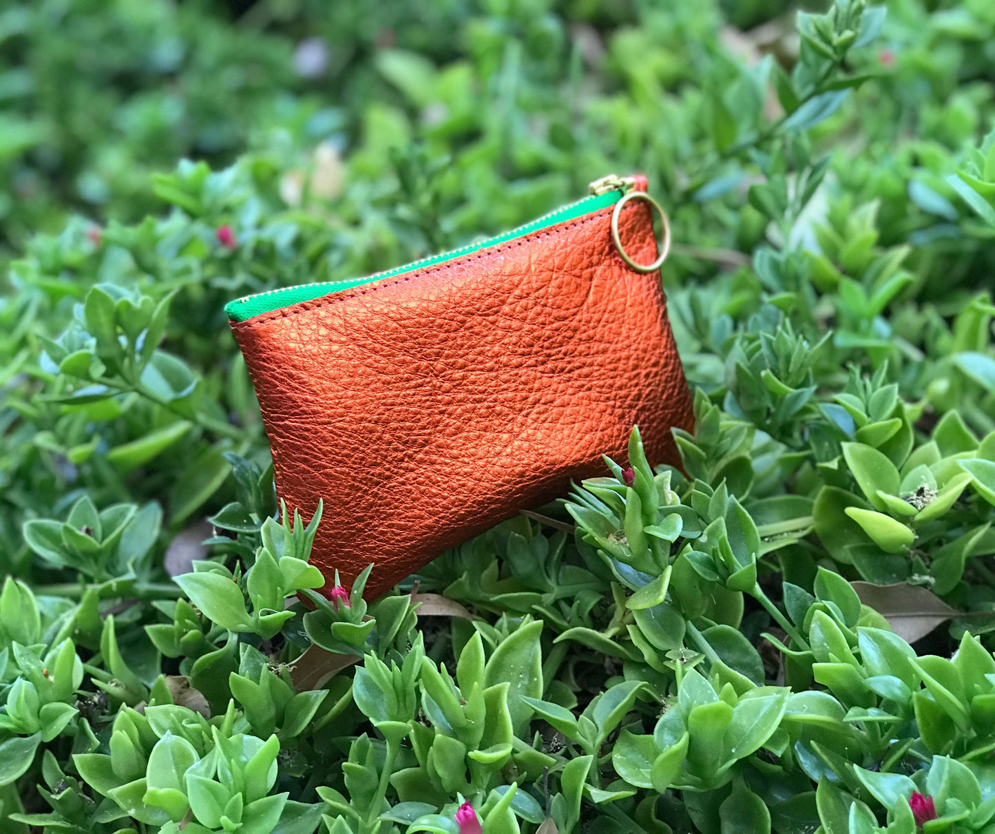 Metallic Mango Orange zipper purse