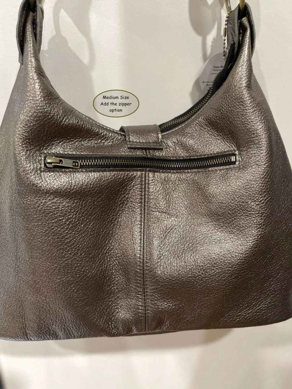 Rainbow hardware Metallic turquoise Italian Hobo, 2 sizes