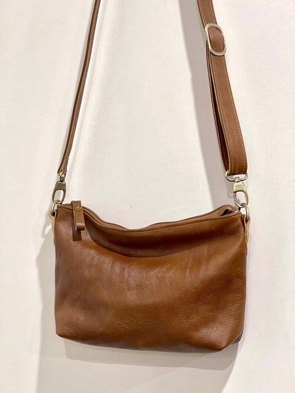 Dark Tan Caramel Leather Crossbody bag