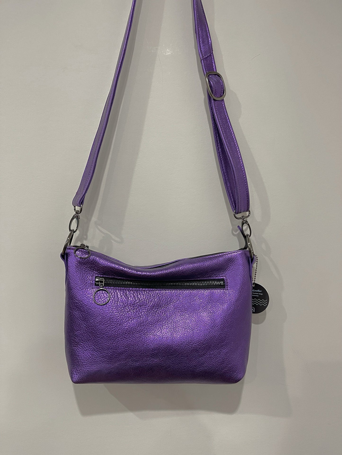 Smaller metallic purple crossbody bag