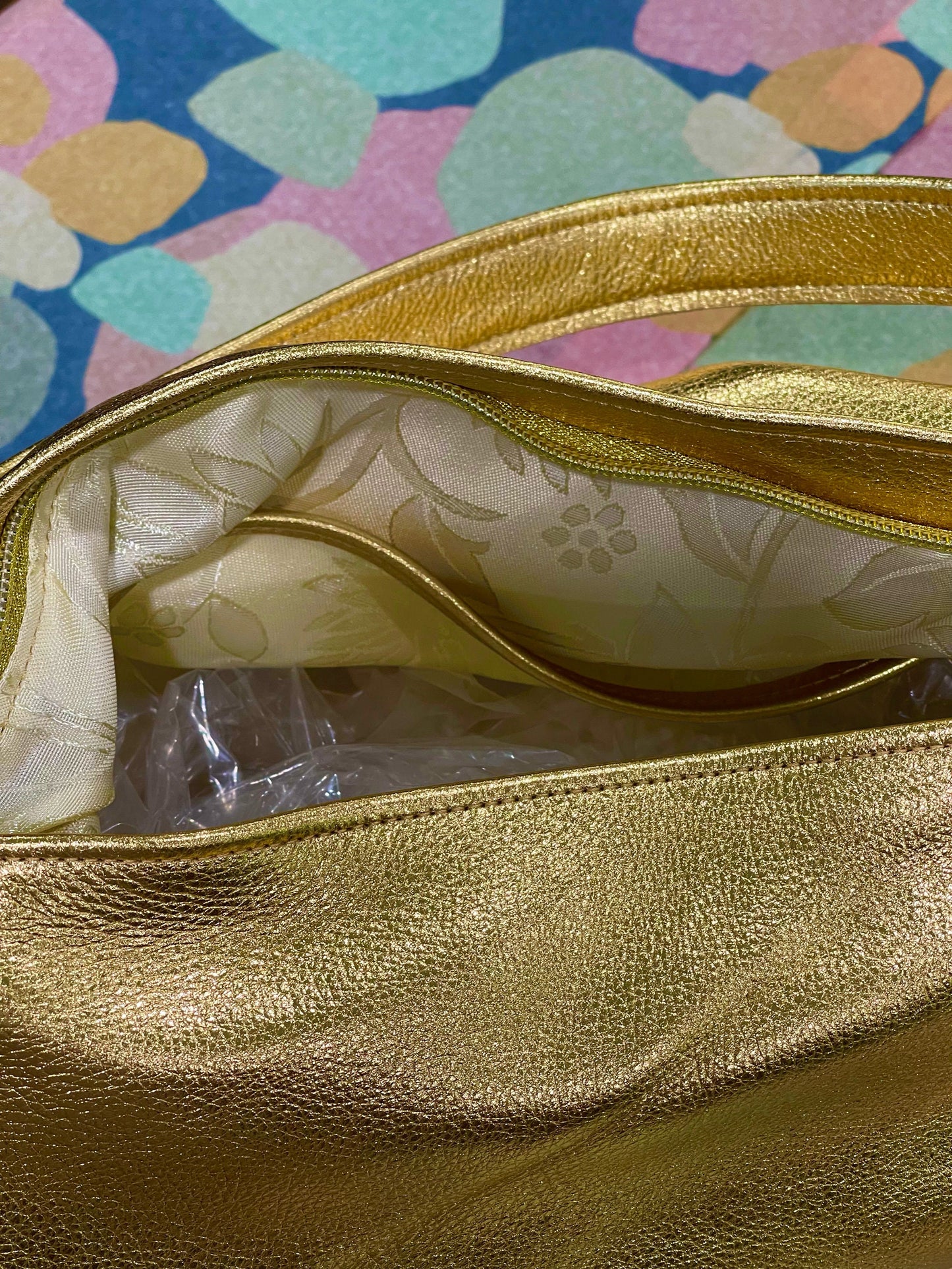 Metallic gold crossbody bag, true gold, premium soft metallic leather