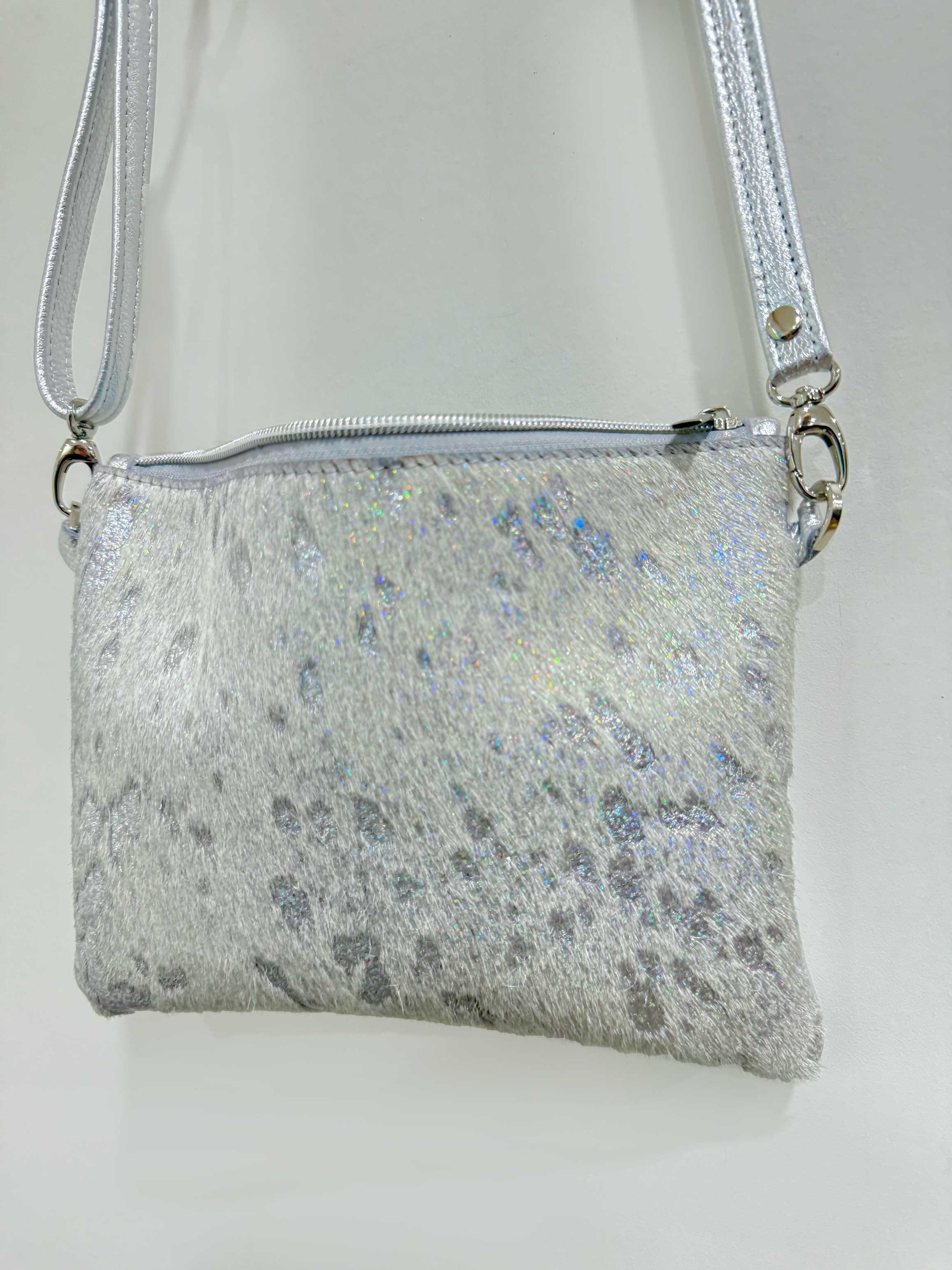 Silver glittery crossbody bag 