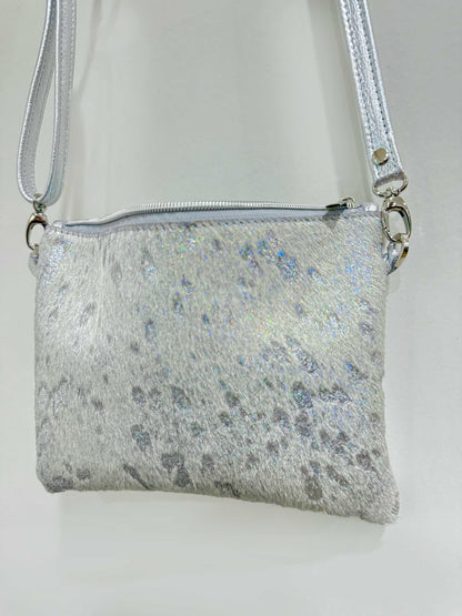 Silver glittery crossbody bag 