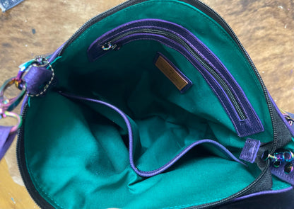 Metallic Purple Italian Hobo Shoulder Bag with Rainbow hardware